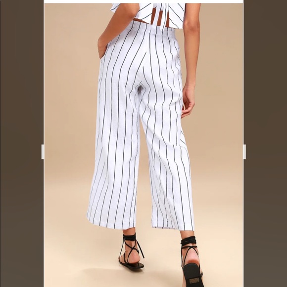 🎯NWOT Faithfull the Brand Clemence Navy Blue & White Striped Culottes Size Small - Picture 3 of 12